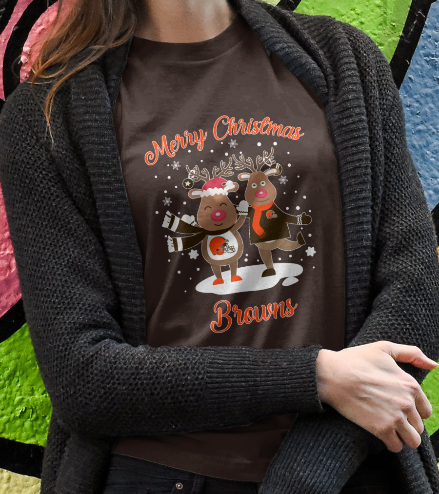 Merry Christmas Cleveland Browns Reindeer T-Shirt