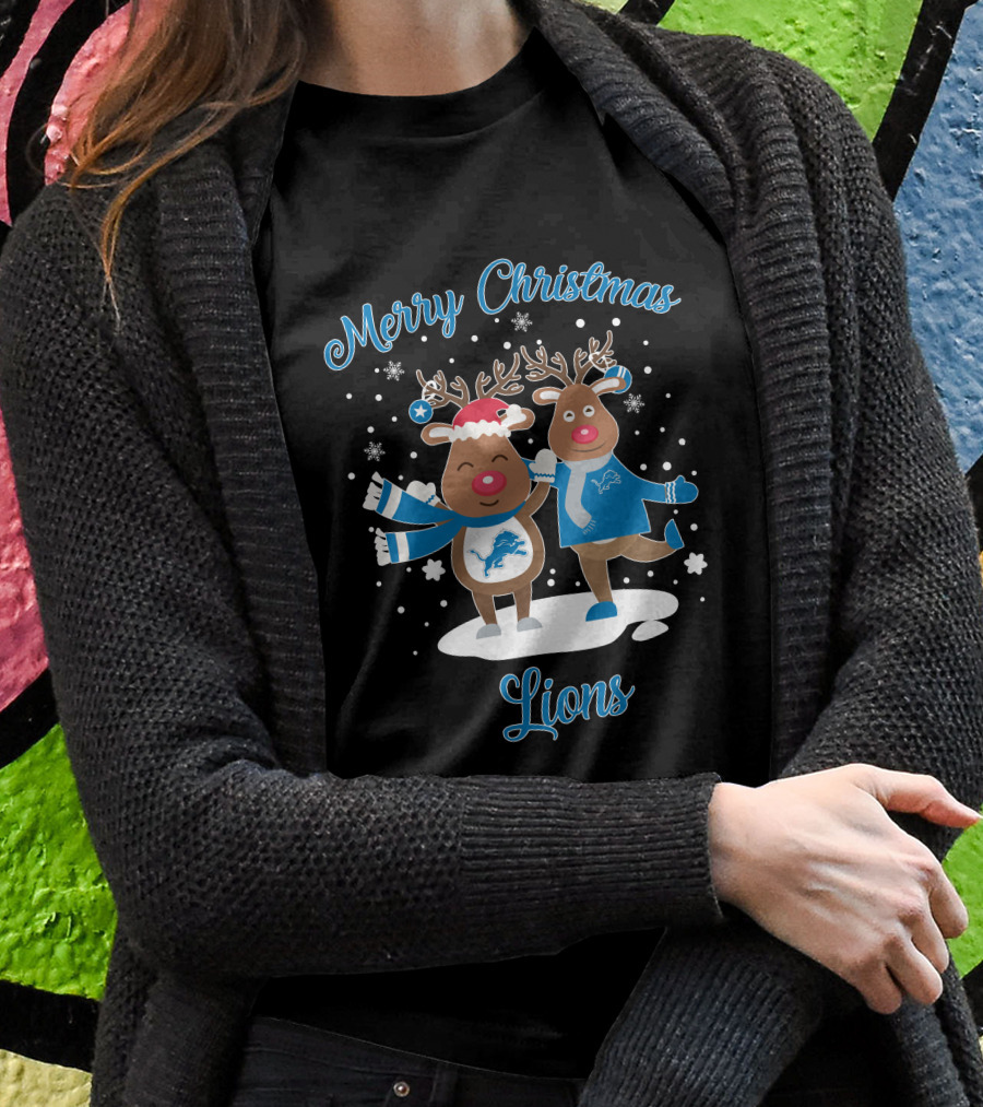 Merry Christmas Detroit Lions Reindeer T-Shirt