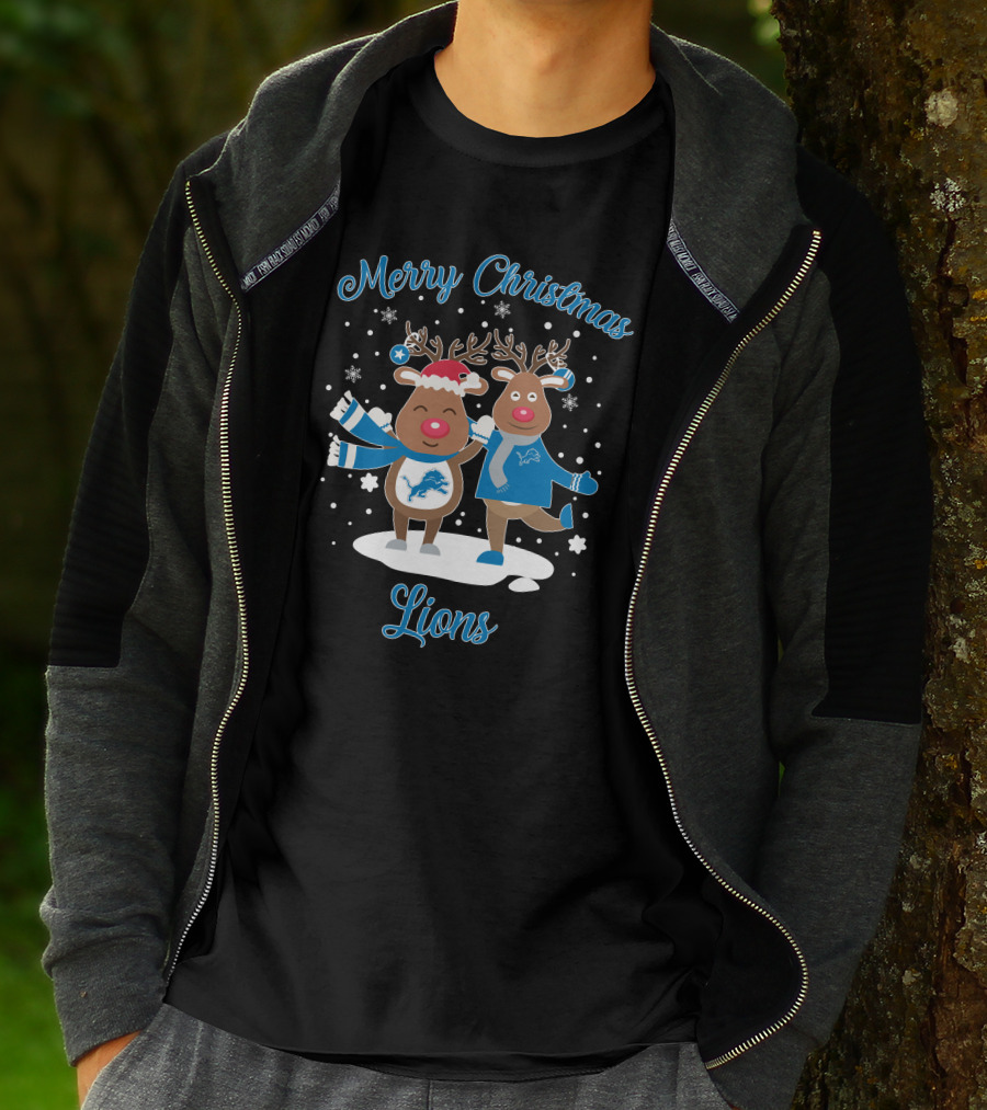Merry Christmas Detroit Lions Reindeer T-Shirt