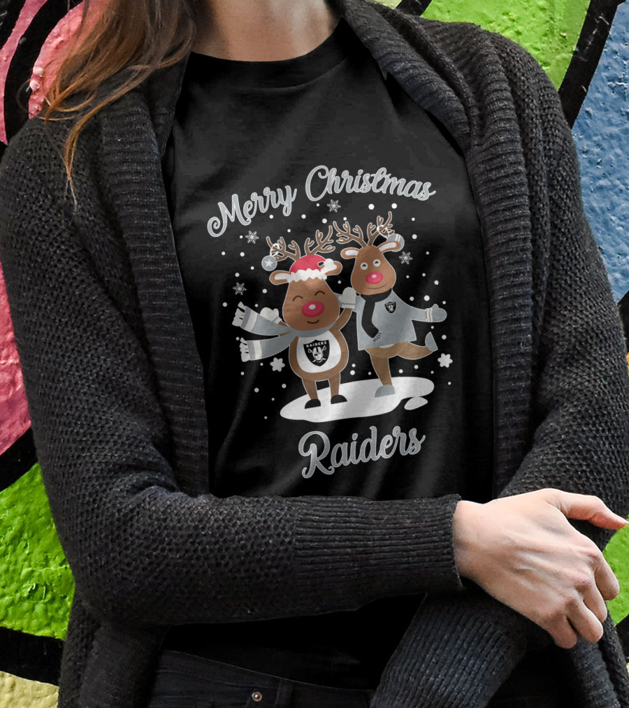 Merry Christmas Raiders Reindeer Holiday Fun T-Shirt