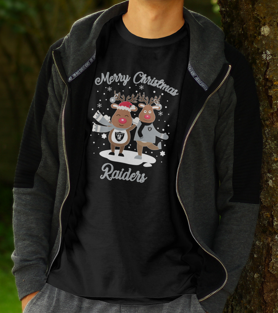 Merry Christmas Raiders Reindeer Holiday Fun T-Shirt