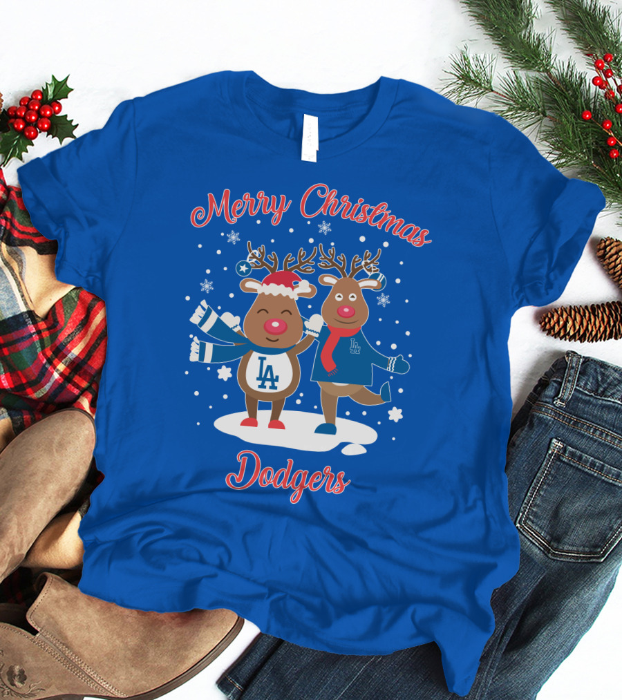 Merry Christmas Los Angeles Dodgers Reindeer T-Shirt