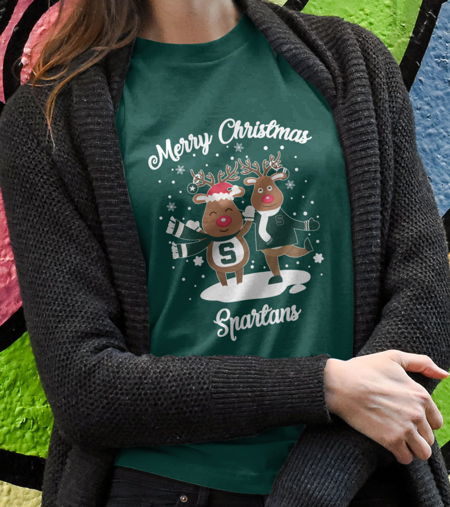 Merry Christmas Michigan State Spartans Reindeer T-Shirt