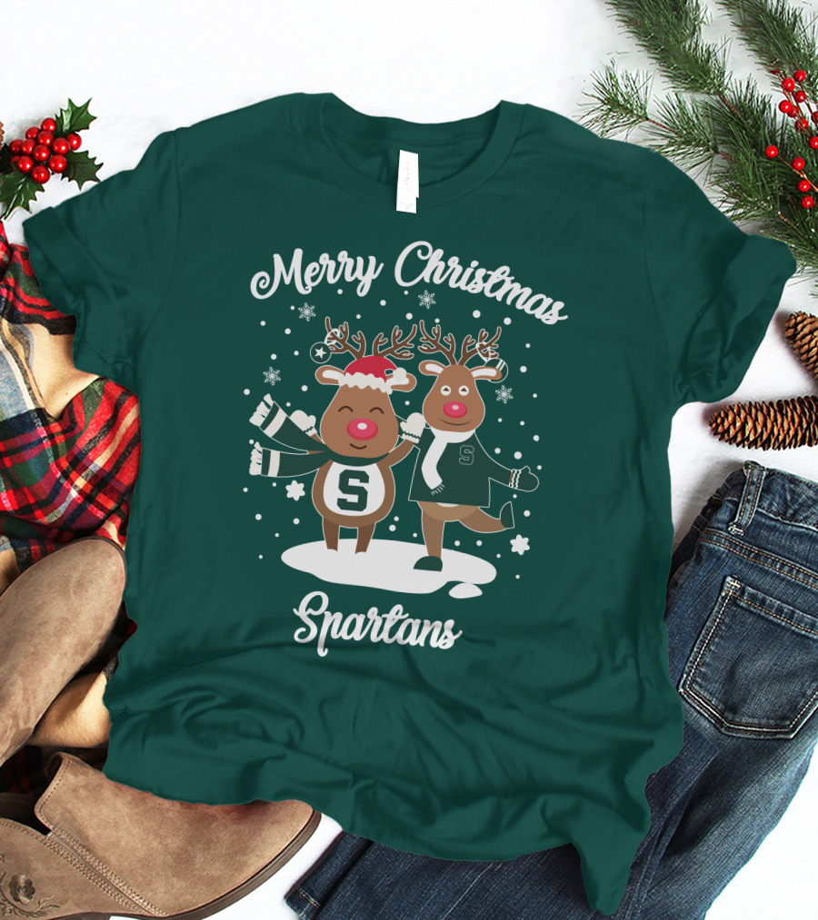 Merry Christmas Michigan State Spartans Reindeer T-Shirt