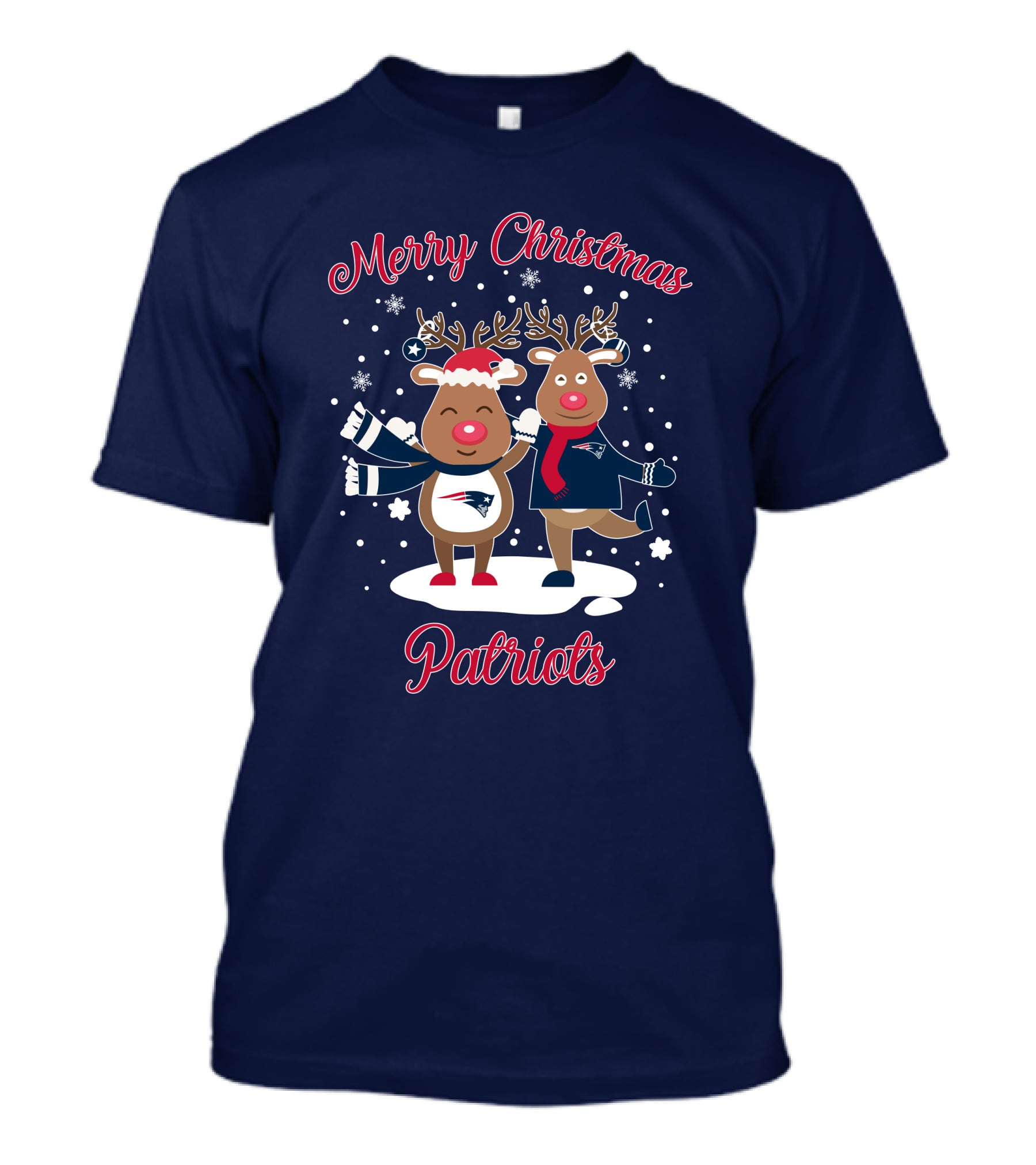 Merry Christmas Patriots Reindeer Snowflakes Holiday T-Shirt