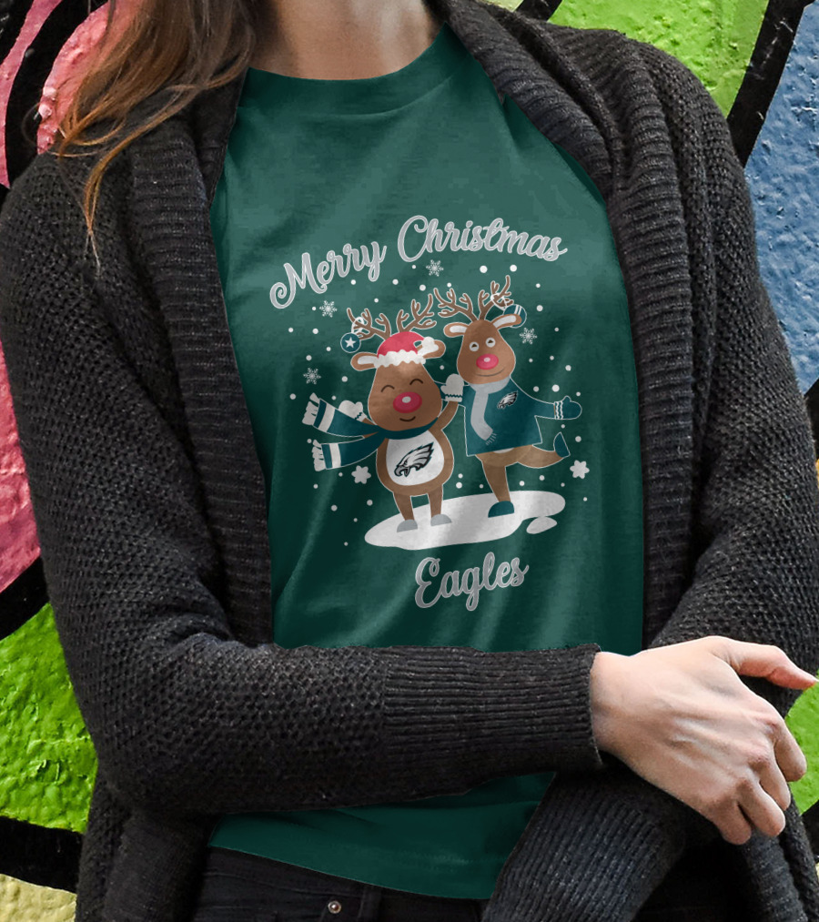 Merry Christmas Eagles Reindeer With Philadelphia Eagles T-Shirt