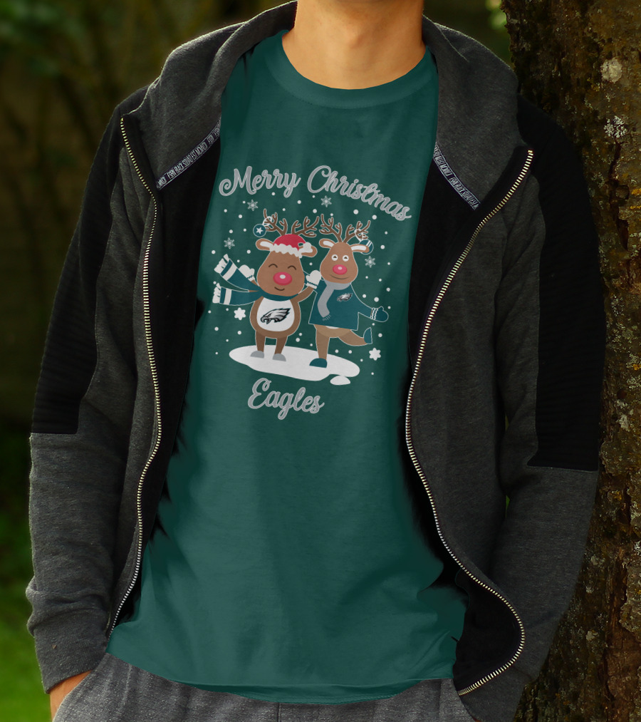 Merry Christmas Eagles Reindeer With Philadelphia Eagles T-Shirt