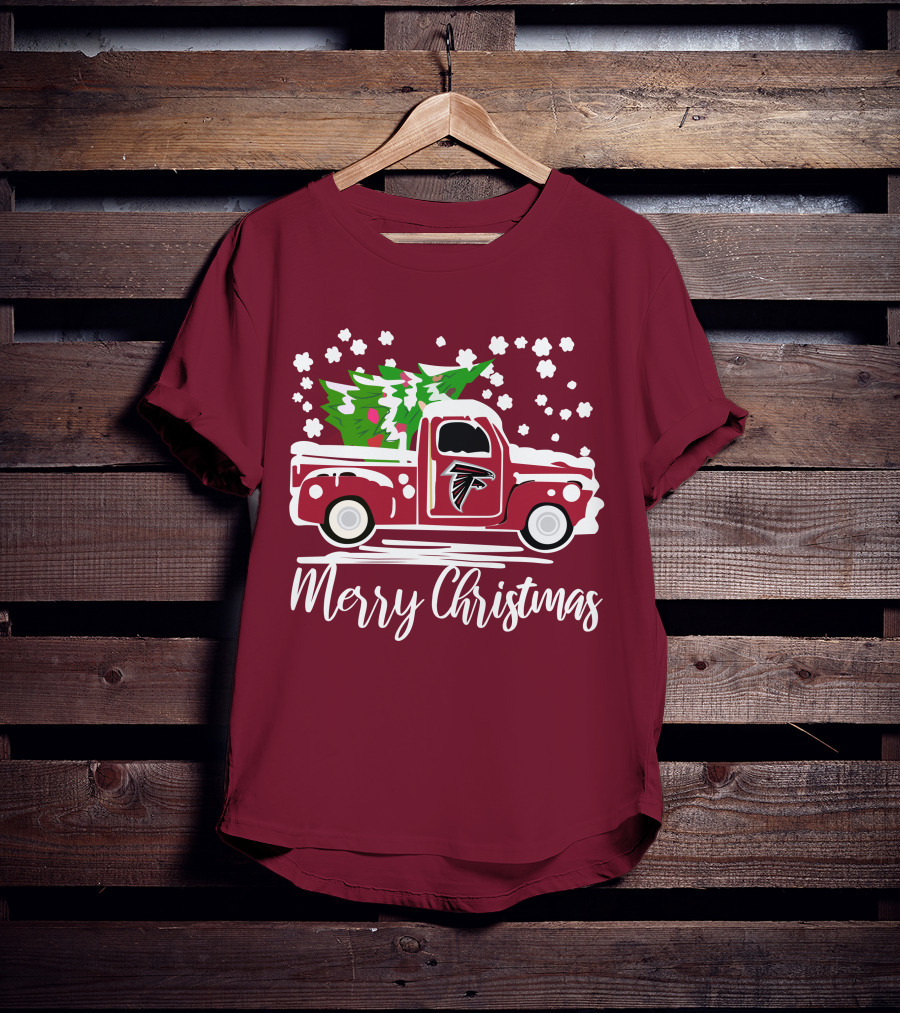 Atlanta Falcons Vintage Truck Merry Christmas T-Shirt