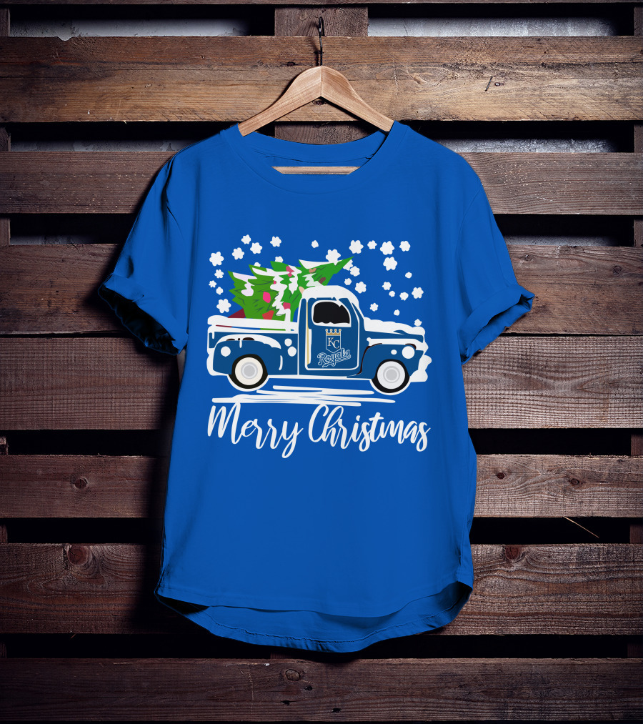 Kansas City Royals Vintage Car Merry Christmas Tree Winter Holiday T-Shirt