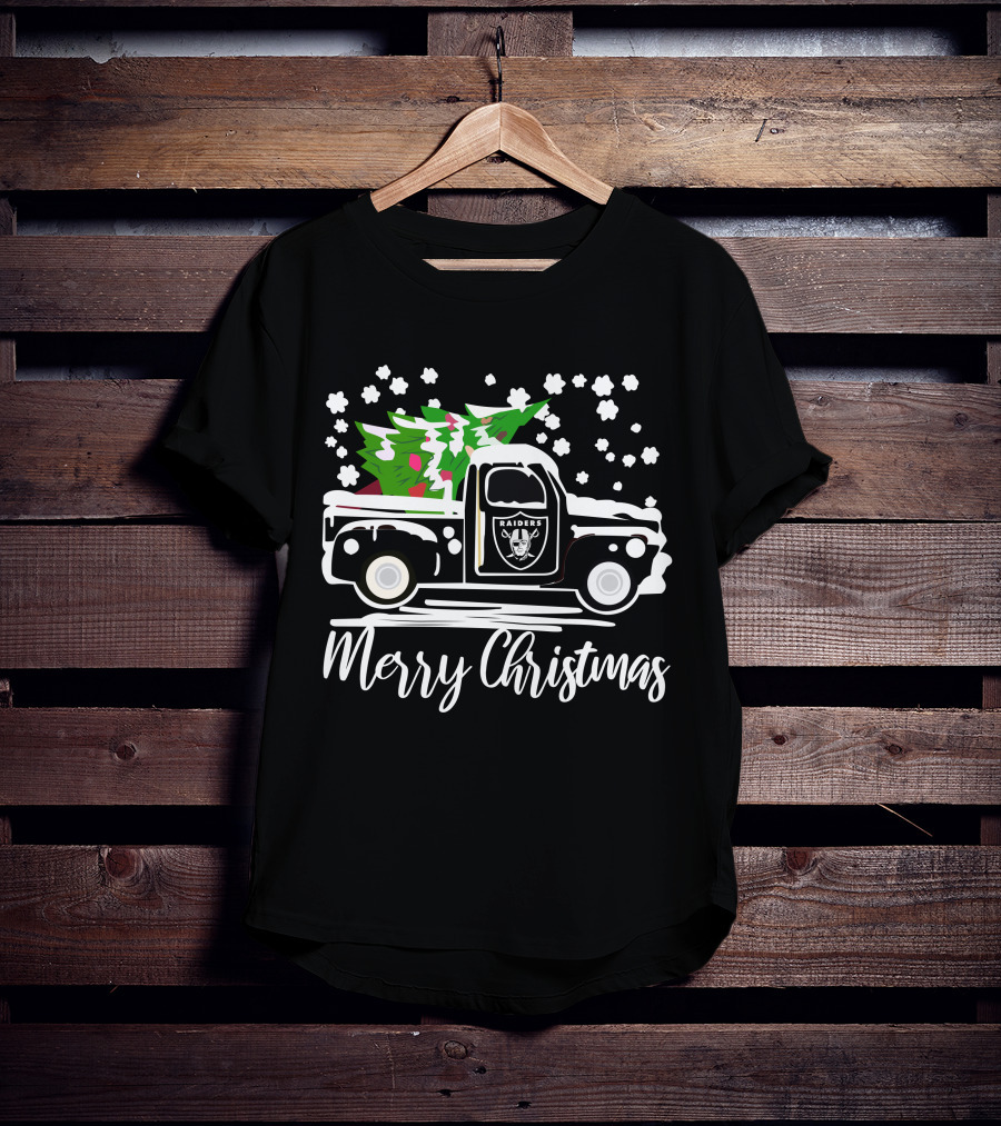 Las Vegas Raiders Vintage Car Merry Christmas Raiders T-Shirt