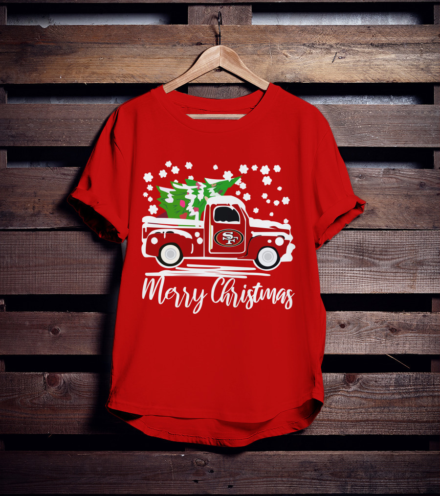 San Francisco 49ers SF Vintage Truck Merry Christmas T-Shirt