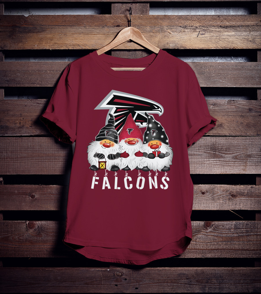 Atlanta Falcons Merry Christmas Happy Holidays Gnomes T-Shirt