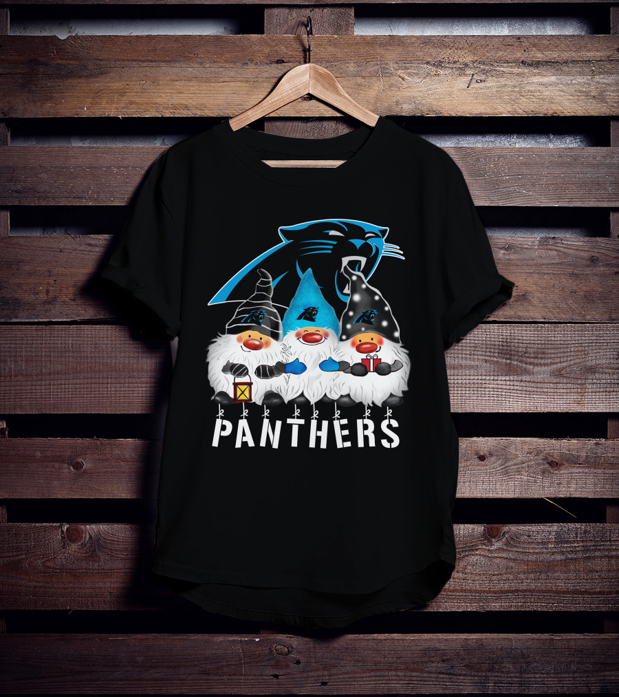 Panthers Christmas Gnomes Carolina Panthers Merry Christmas Happy Holidays T-Shirt
