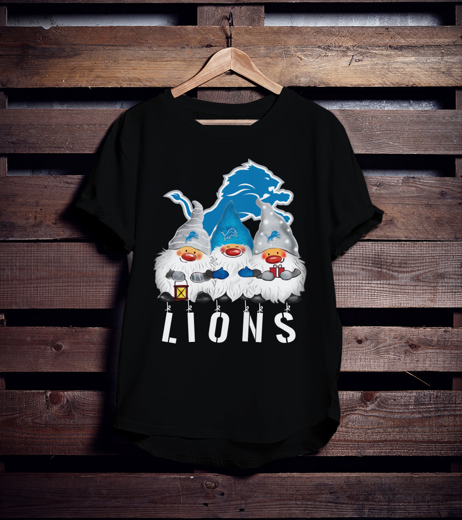 Detroit Lions Merry Christmas Happy Holidays Gnomes T-Shirt