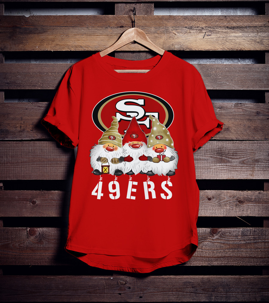 San Francisco 49ers Merry Christmas Happy Holidays Gnomes 49ers T-Shirt