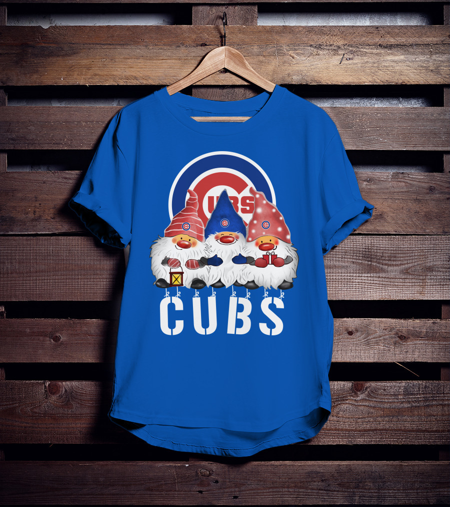 Chicago Cubs Merry Christmas Happy Holidays Festive Gnomes T-Shirt