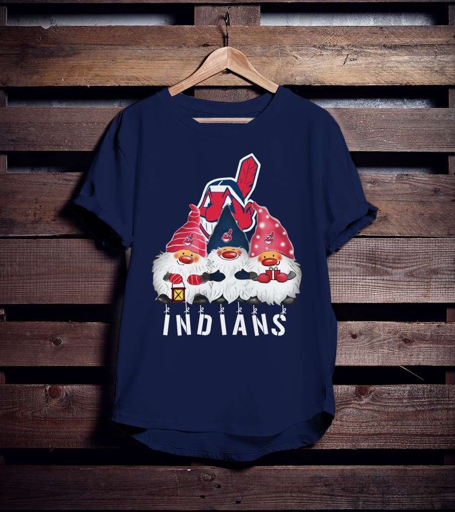 Cleveland Indians Merry Christmas Happy Holidays Gnomes Chief Wahoo T-Shirt