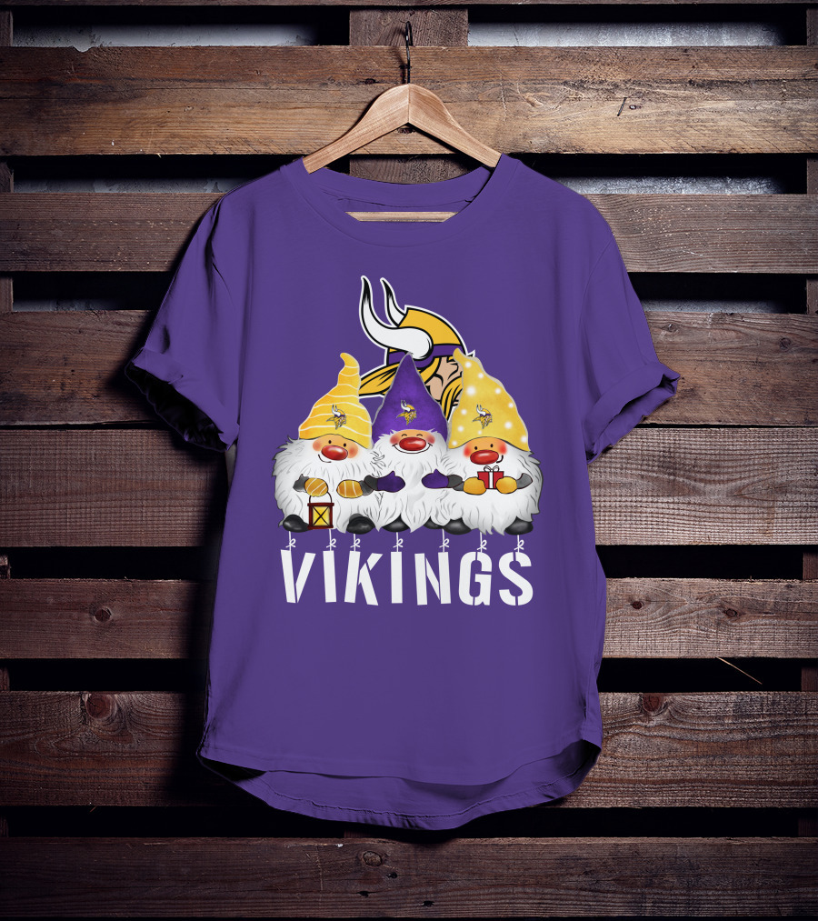 Minnesota Vikings Merry Christmas Happy Holidays Gnomes T-Shirt