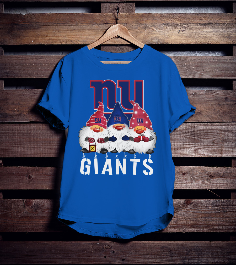 New York Giants Merry Christmas Happy Holidays Gnomes T-Shirt