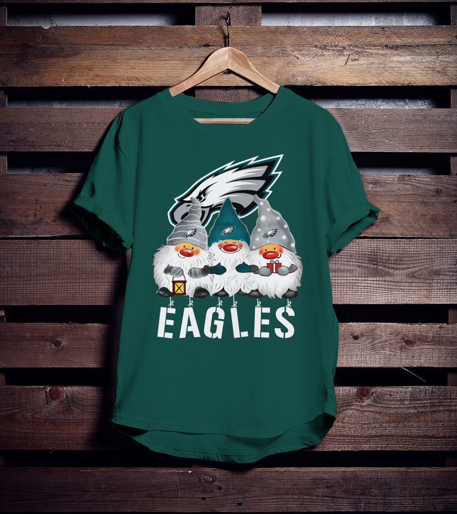 Philadelphia Eagles Christmas Gnomes Happy Holidays T-Shirt