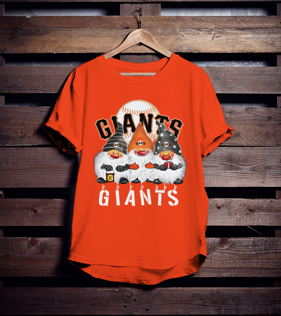 San Francisco Giants Merry Christmas Happy Holidays Giants Gnomes Baseball T-Shirt