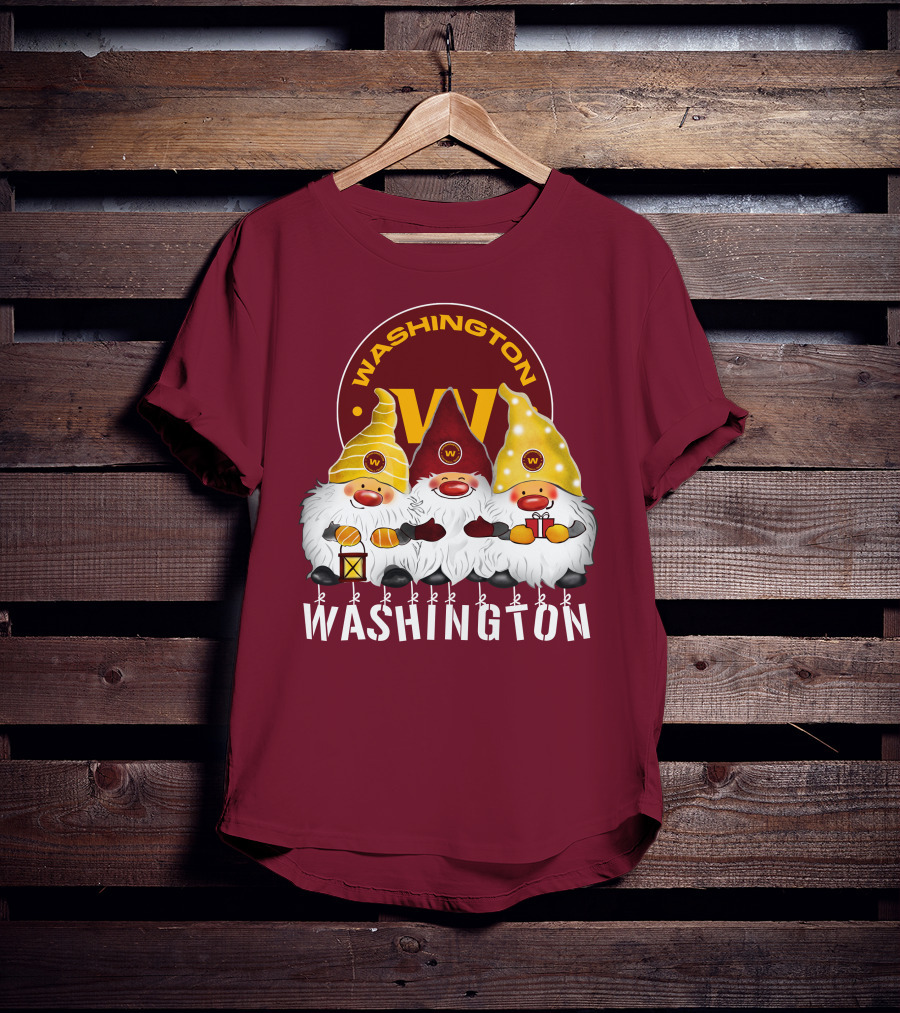 Washington Football Team Christmas Holiday Gnomes W T-Shirt
