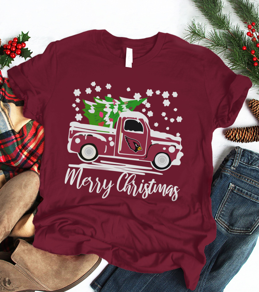 Arizona Cardinals Vintage Truck Merry Christmas T-Shirt