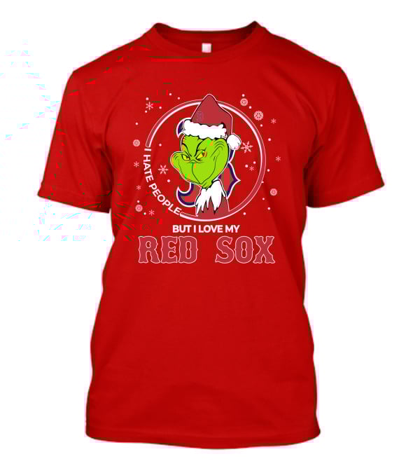 Christmas Grinch Santa I Hate People But I Love My Red Sox T-Shirt