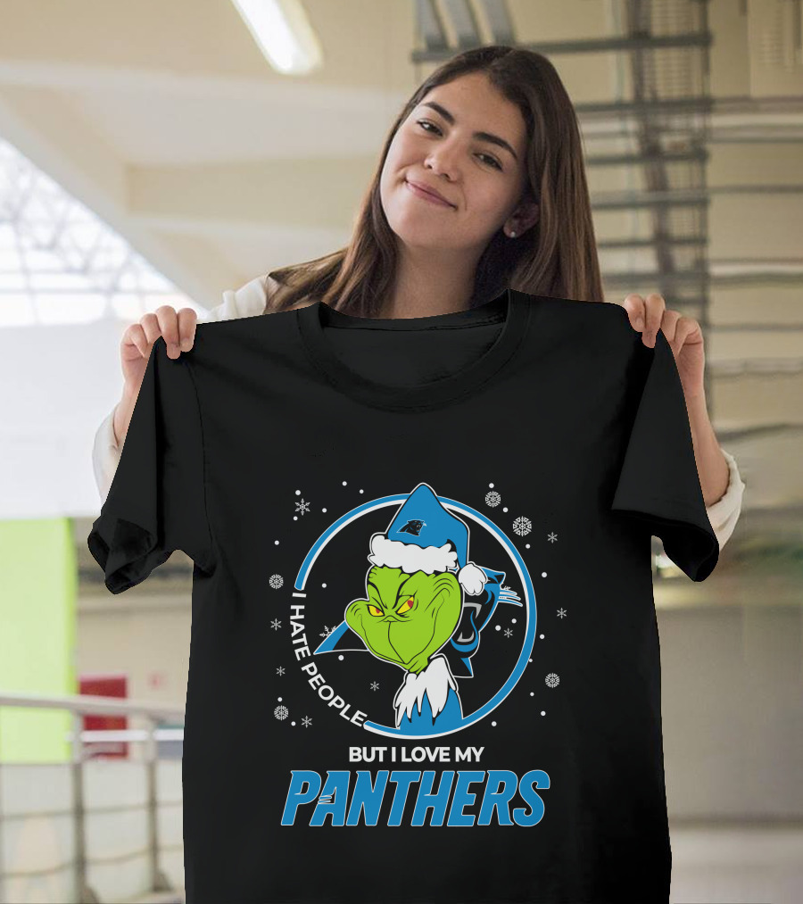 Christmas Grinch I Hate People But I Love My Panthers T-Shirt
