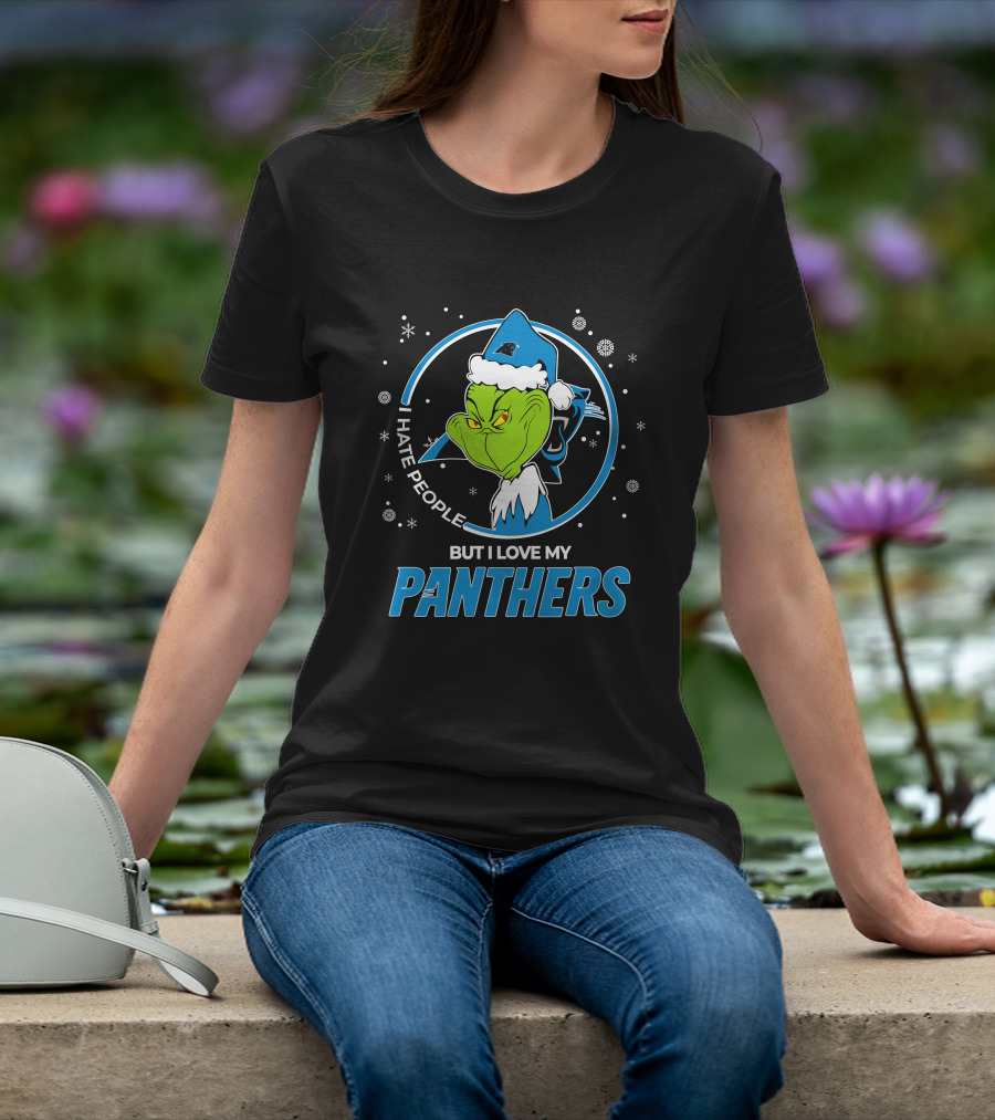 Christmas Grinch I Hate People But I Love My Panthers T-Shirt