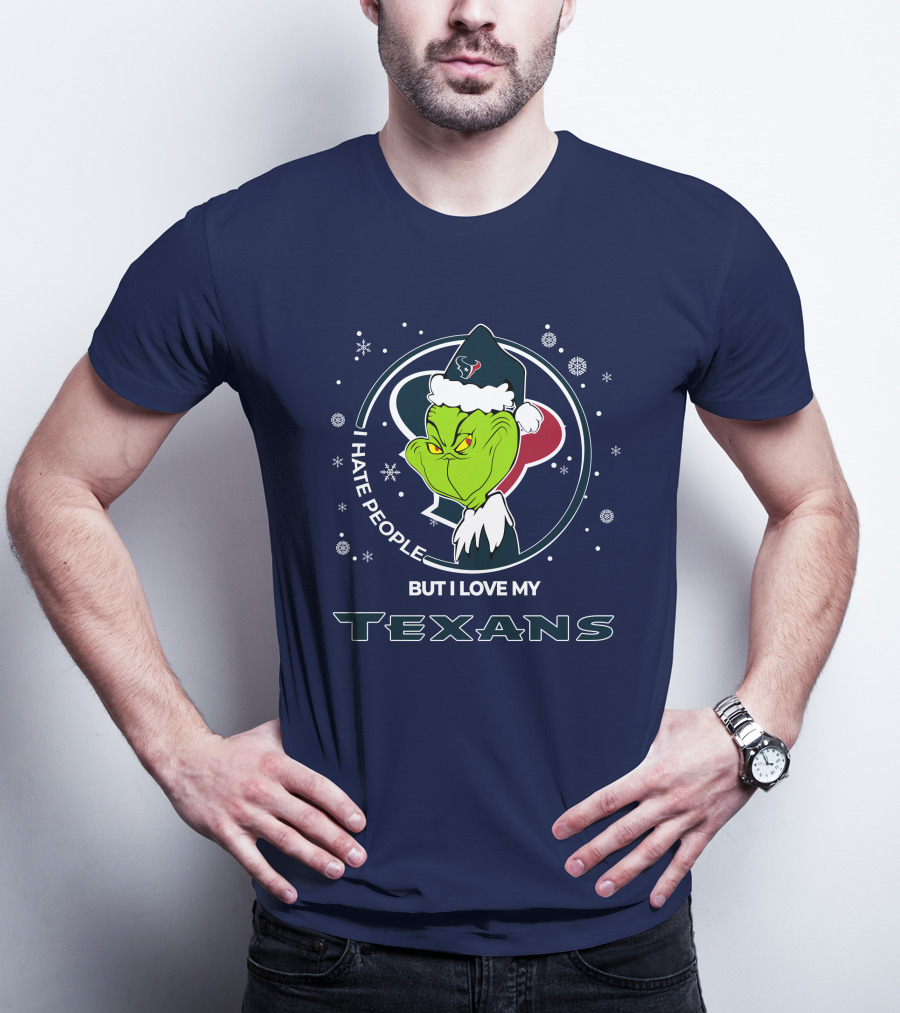 Christmas Grinch I Hate People But I Love My Texans T-Shirt