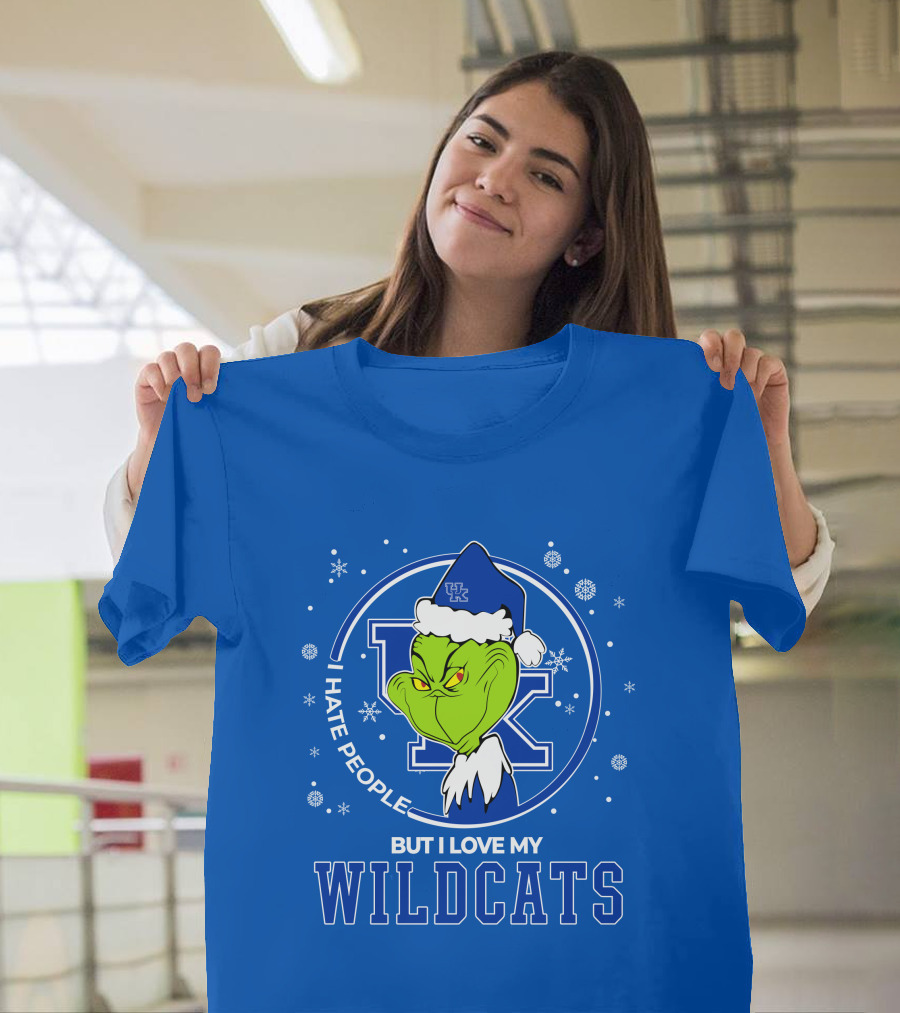 Grinch Santa I Hate People But I Love My Kentucky Wildcats T-Shirt