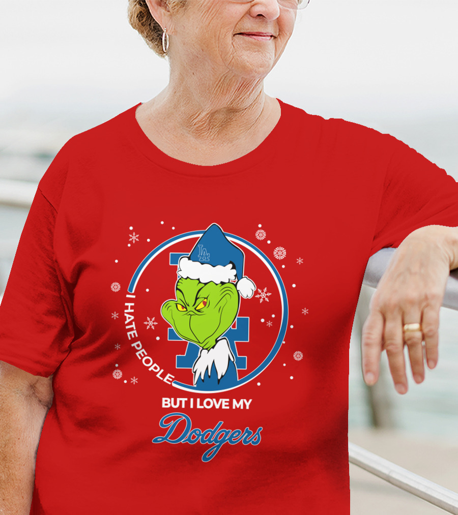 Christmas Grinch I Hate People But I Love My Los Angeles Dodgers T-Shirt