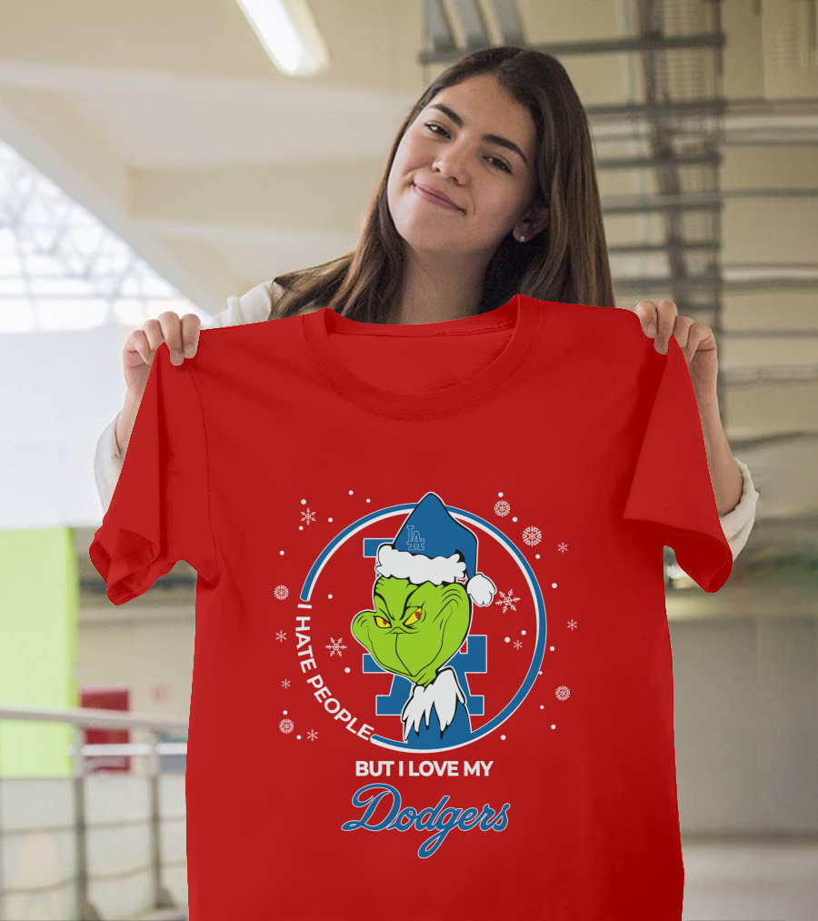 Christmas Grinch I Hate People But I Love My Los Angeles Dodgers T-Shirt