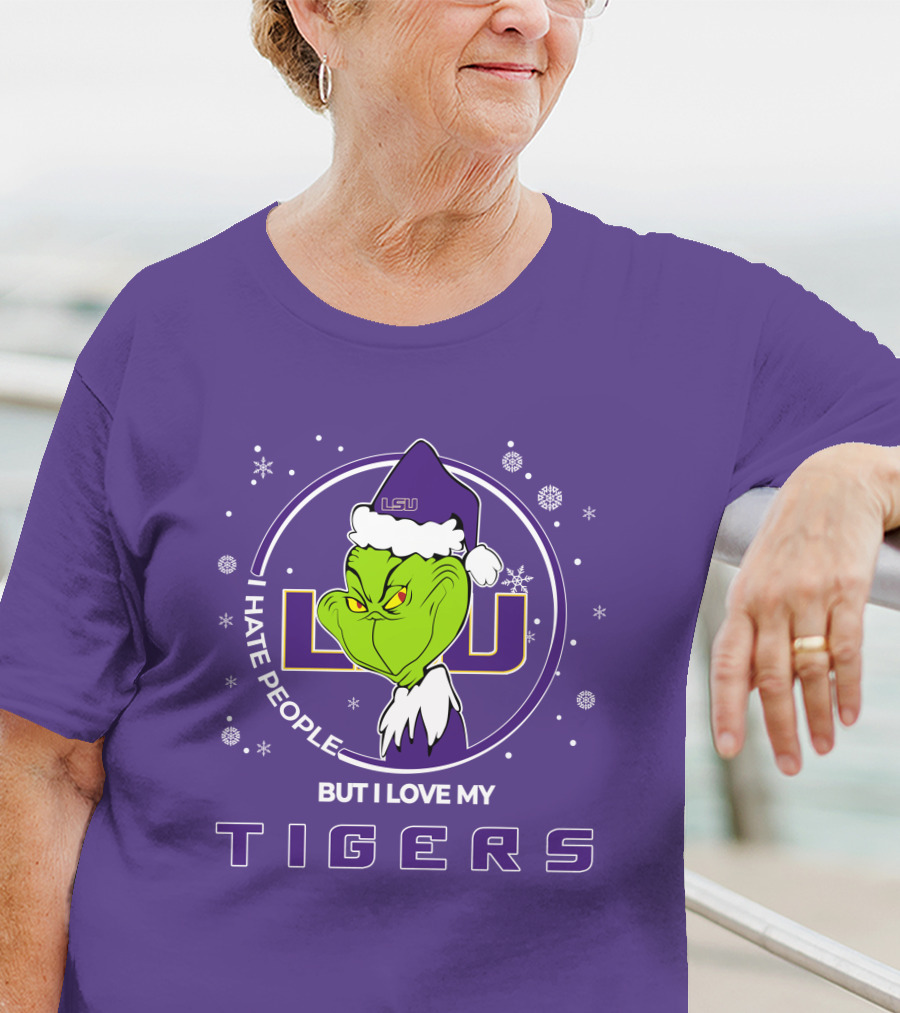 Grinch Santa I Hate People But I Love My LSU Tigers T-Shirt