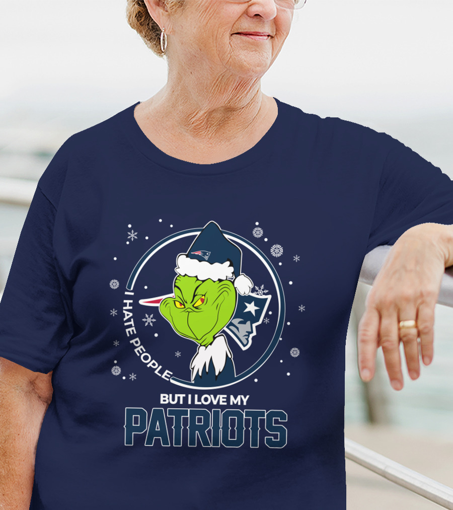 Christmas Grinch I Hate People But I Love My Patriots T-Shirt