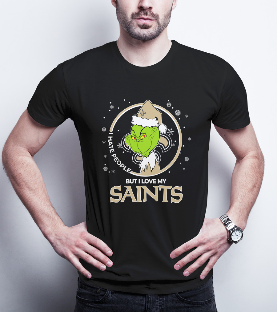 Christmas Grinch I Hate People But I Love My New Orleans Saints T-Shirt