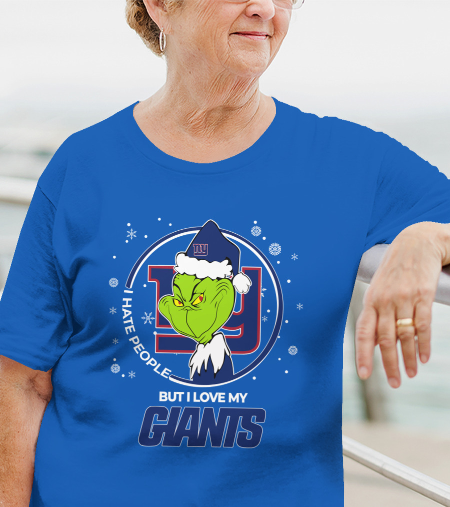 Grinch Santa I Hate People But I Love My New York Giants T-Shirt