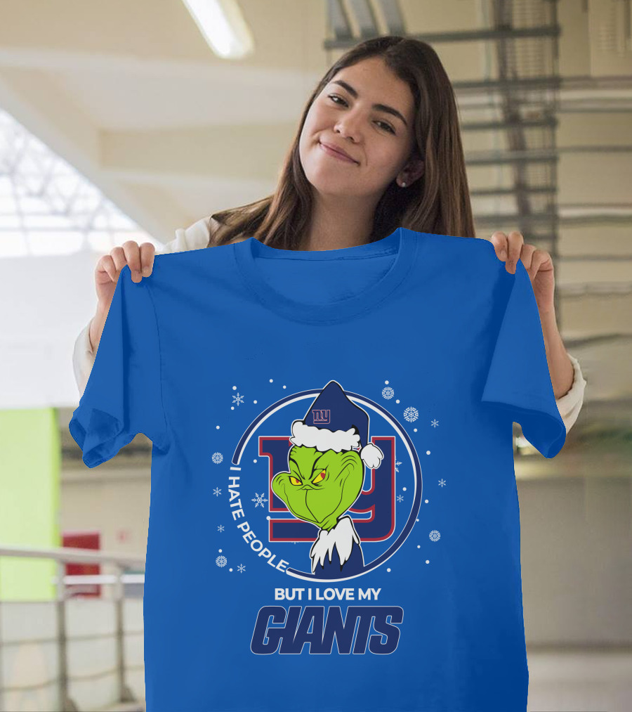 Grinch Santa I Hate People But I Love My New York Giants T-Shirt