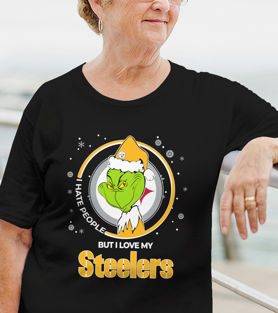 Christmas Grinch Santa I Hate People But I Love My Steelers T-Shirt