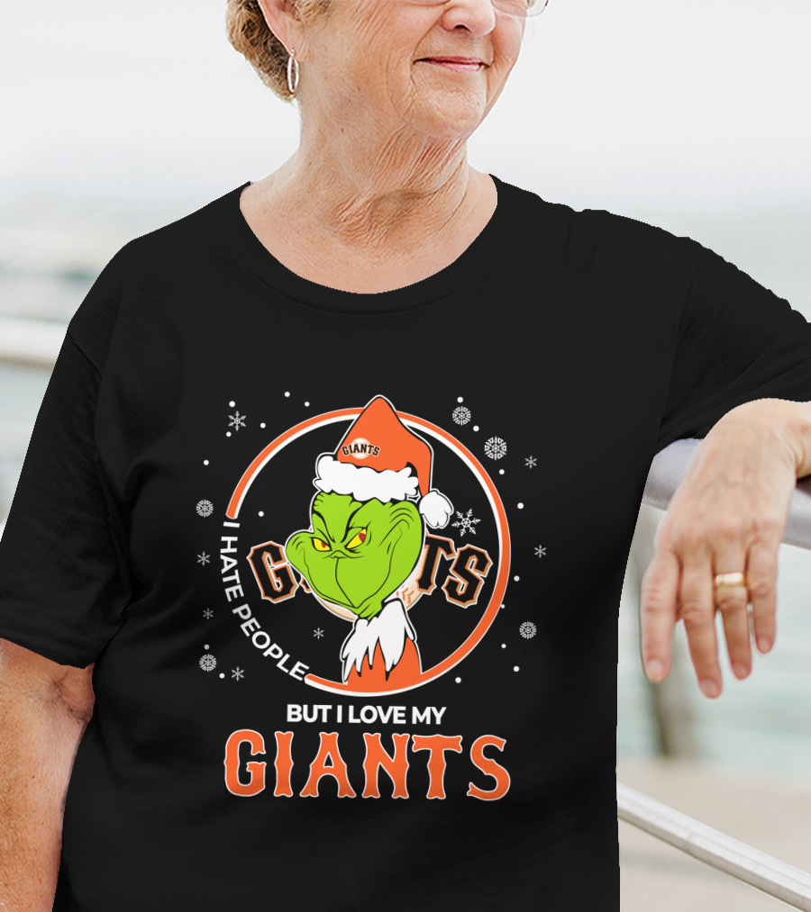 I Hate People But I Love My San Francisco Giants Christmas Grinch Santa T-Shirt