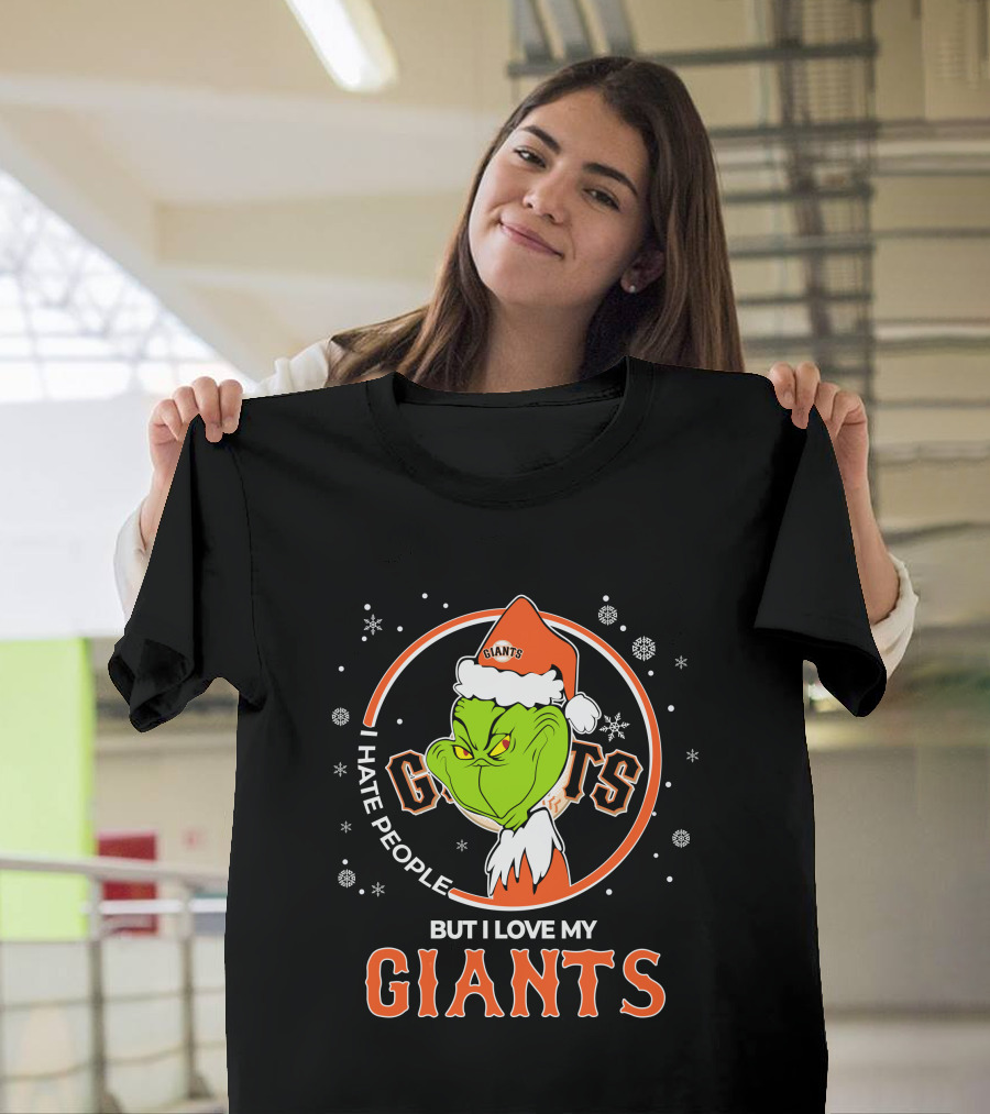 I Hate People But I Love My San Francisco Giants Christmas Grinch Santa T-Shirt