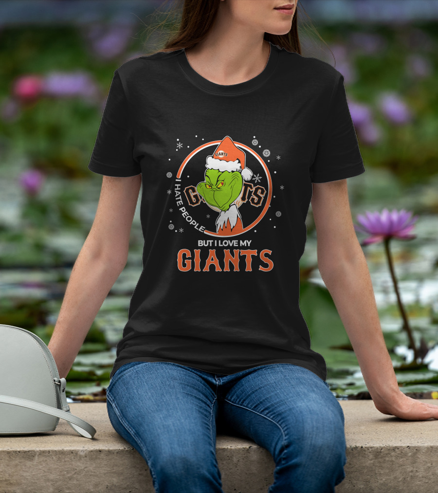 I Hate People But I Love My San Francisco Giants Christmas Grinch Santa T-Shirt