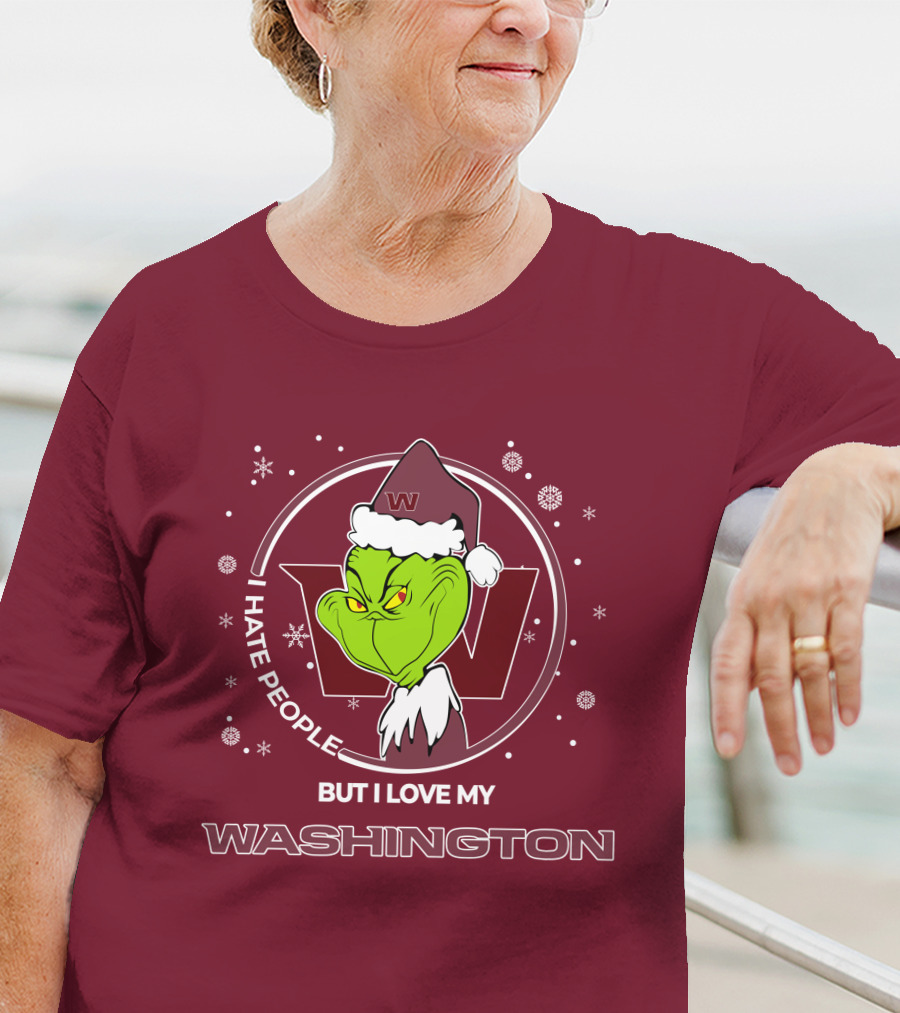 Christmas Grinch Santa I Hate People But I Love My Washington T-Shirt