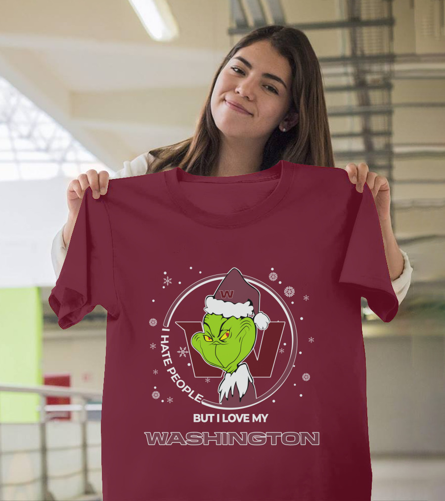 Christmas Grinch Santa I Hate People But I Love My Washington T-Shirt