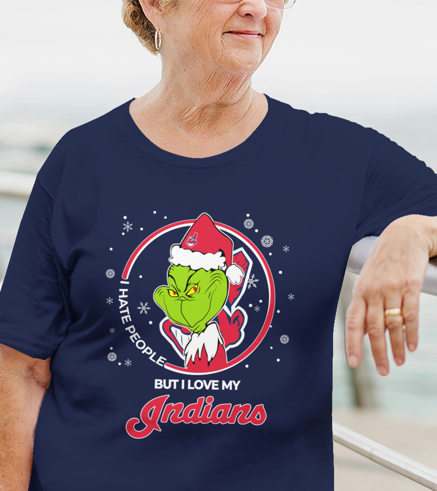 I Hate People But I Love My Indians Christmas Grinch Santa T-Shirt