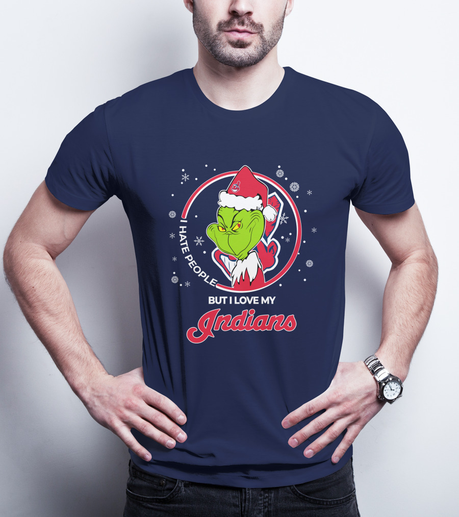 I Hate People But I Love My Indians Christmas Grinch Santa T-Shirt