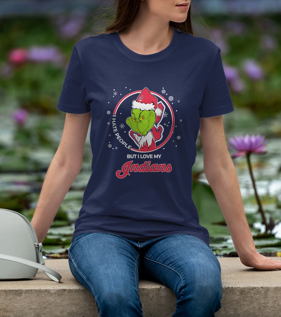 I Hate People But I Love My Indians Christmas Grinch Santa T-Shirt