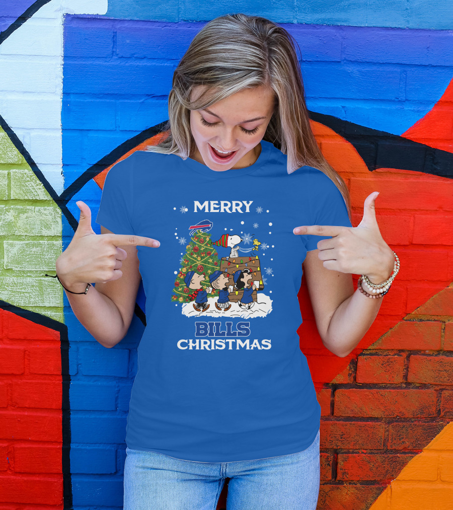Merry Buffalo Bills Christmas Peanut Tree Celebration T-Shirt