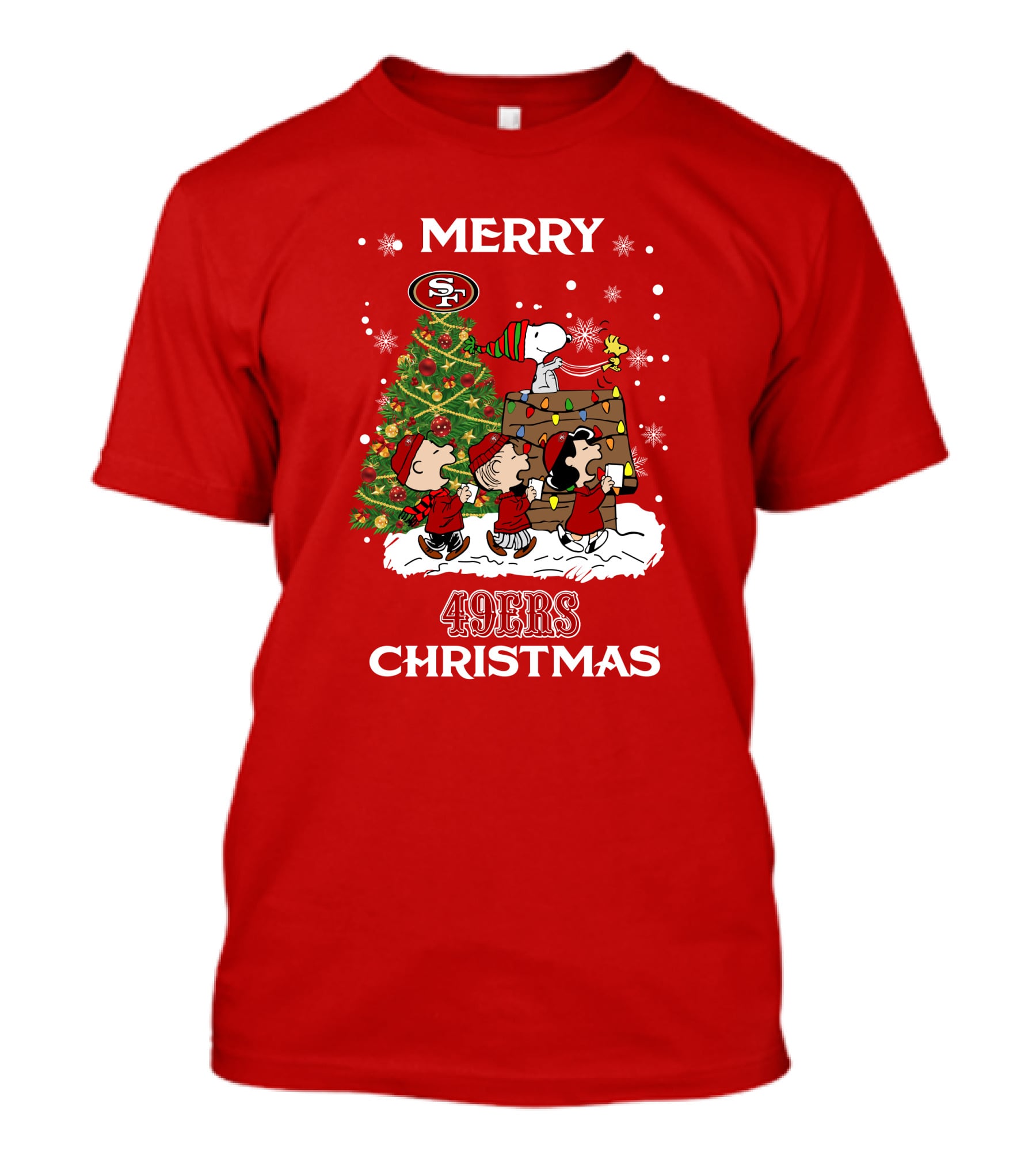 Merry 49ers Christmas San Francisco Peanuts Christmas Tree T-Shirt